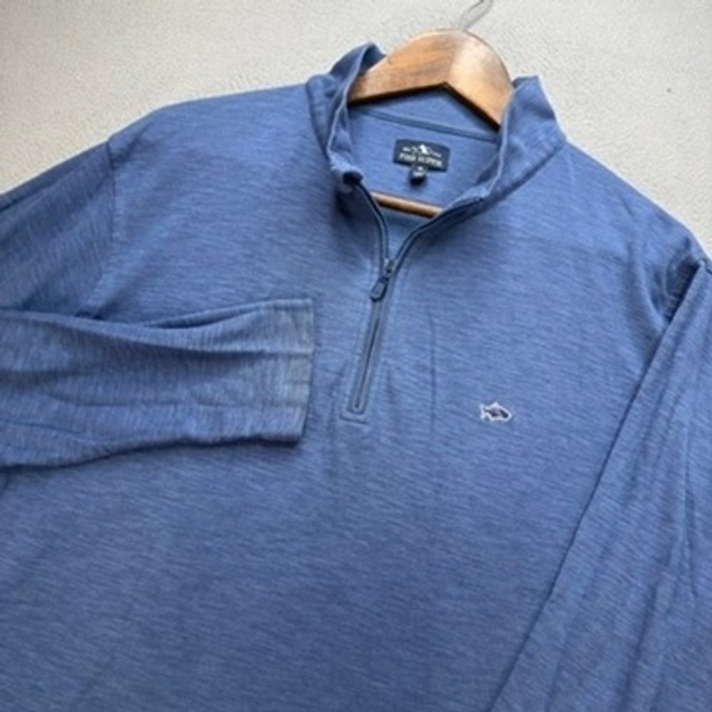 Fish Hippie Quarter Zip Pullover Sweater Regular Fit Mens M Blue Preppy Outdoor